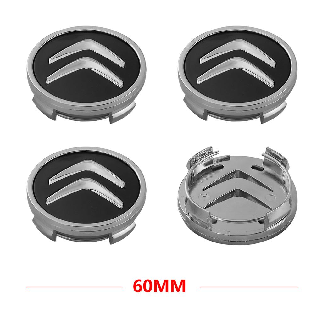 4 Stück Schwarze Radnabendeckel Auto-Radkappenabdeckung Auto-Emblem Zubehör für Citroen C1 C3 C4 DS3 VTS C-ELYSEE Aircross Picasso