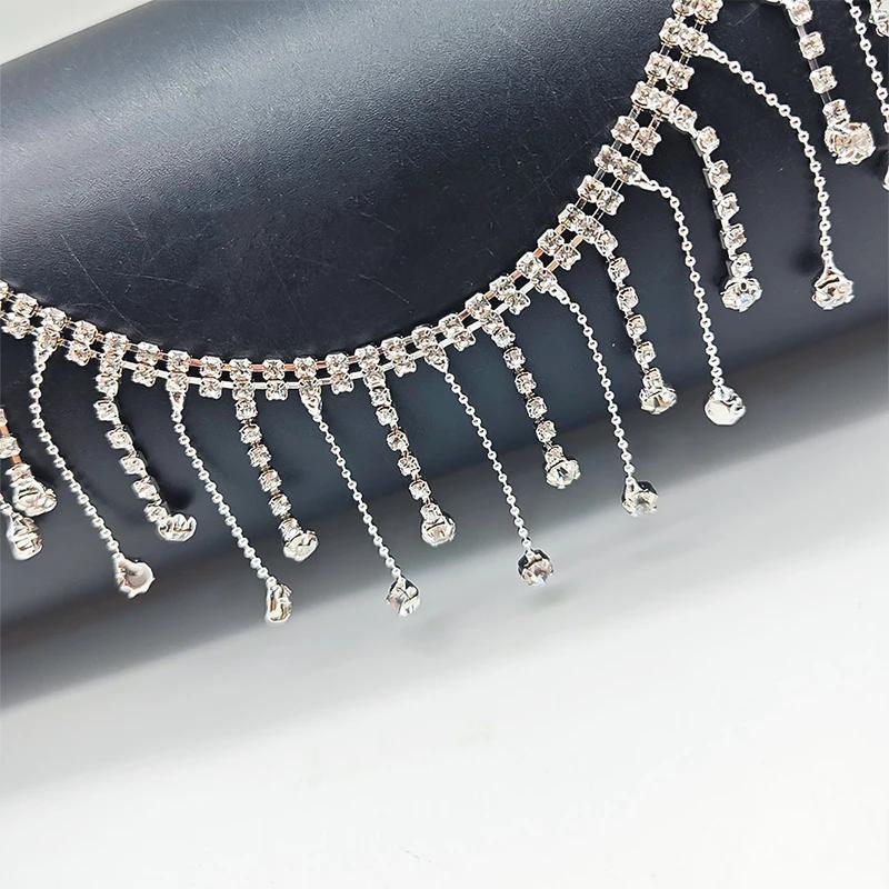 90cm Kristall Strass Quaste Krallenkette Nähen Auf Klare Strass Fransenbesatz Kette Dekorative Handarbeit Hochzeitskleid DIY