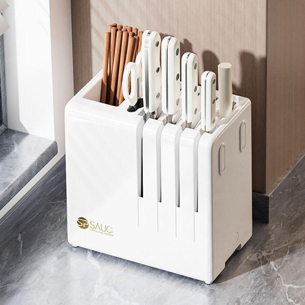 

Large Capacity Knife Chopstick Holder Space Saving Utensils Drying Rack Spoons белый
