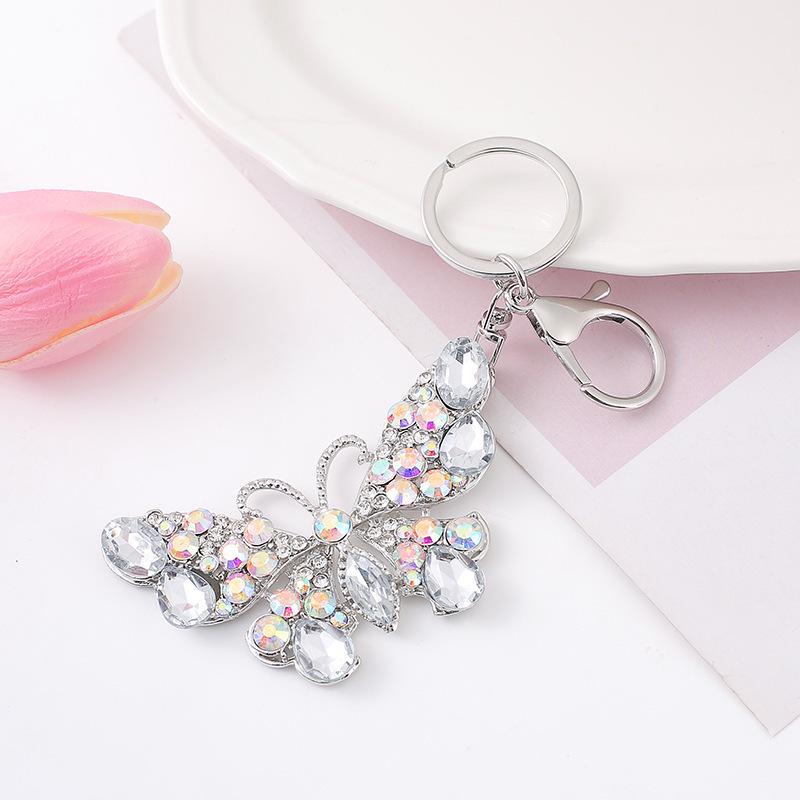 Butterfly Rhinestone Metal Keychain Keyring Accessory
