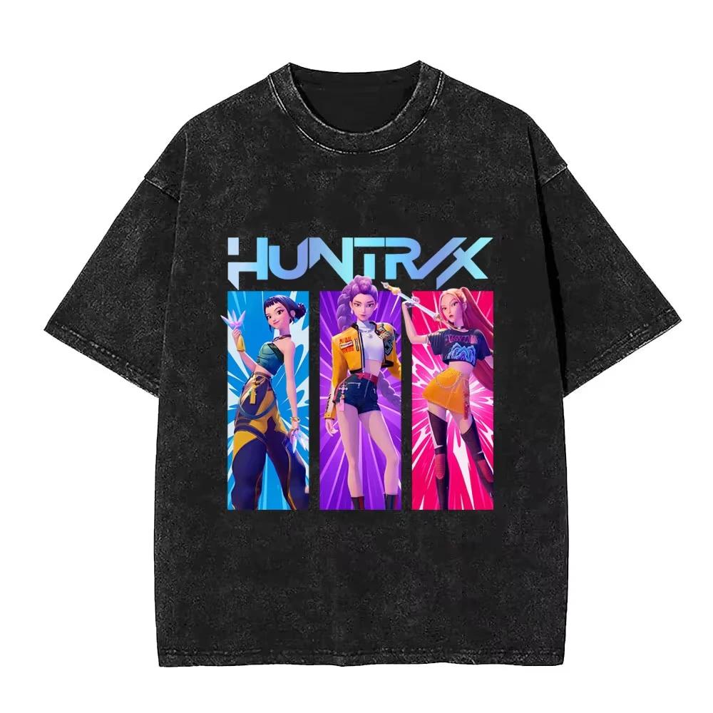 Film KPop Dämonenjäger Derpy Tiger Vintage Washed T-Shirt Herren Damen Cartoon Streetwear Herren Lustige Oversize T-Shirts