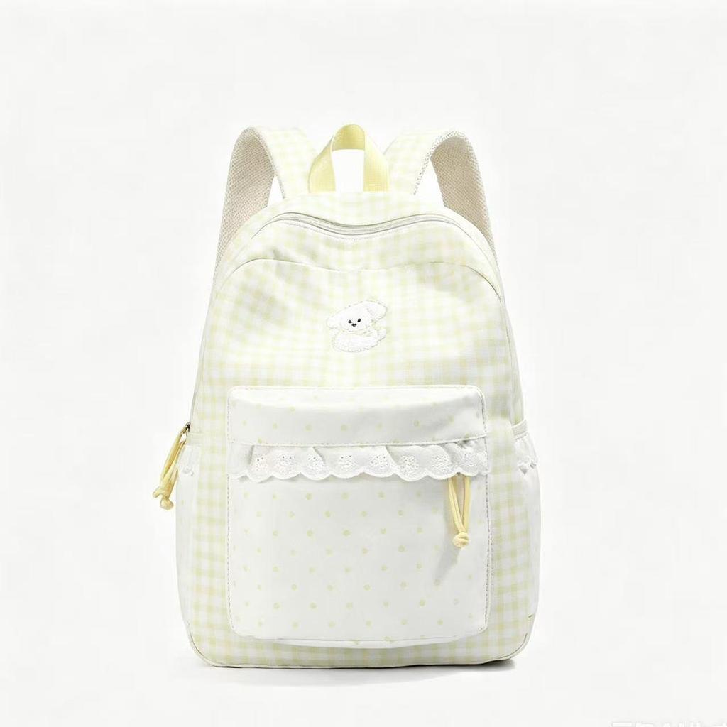 Schoolbag milk fufu plaid puppy cure wind backpack summer outing parent-child outdoor picnic size backpack