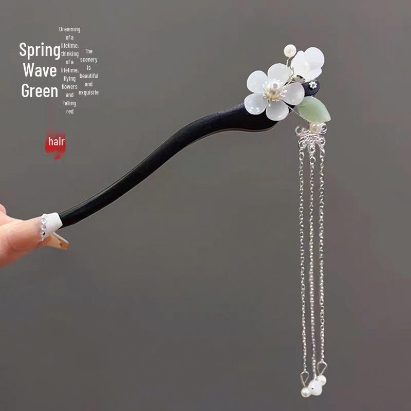 Ancient Chinese-Style Hanfu Hair Accessories: Elegant Updo Hairpins with Tassels for Women