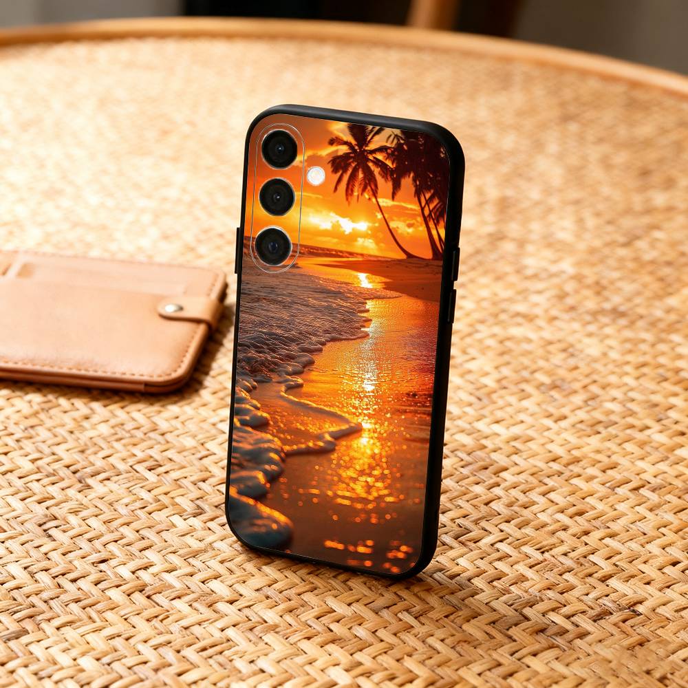 

P-Picturesque S-Sunset Phone Case For Samsung A73,72,71,53,52,51,22,91,80, Soft Black Cover Samsung a71 5g