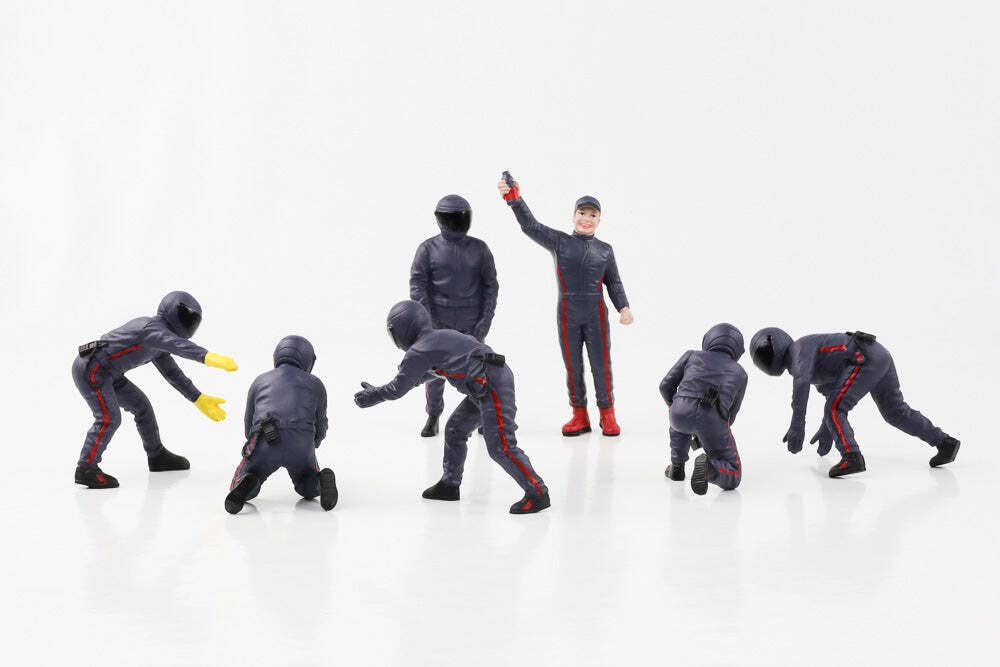 American Diorama Pit Crew Set III Blue Figure Set American Diorama Pit Crew Metal Figures Set 1/18 7-piece [item]