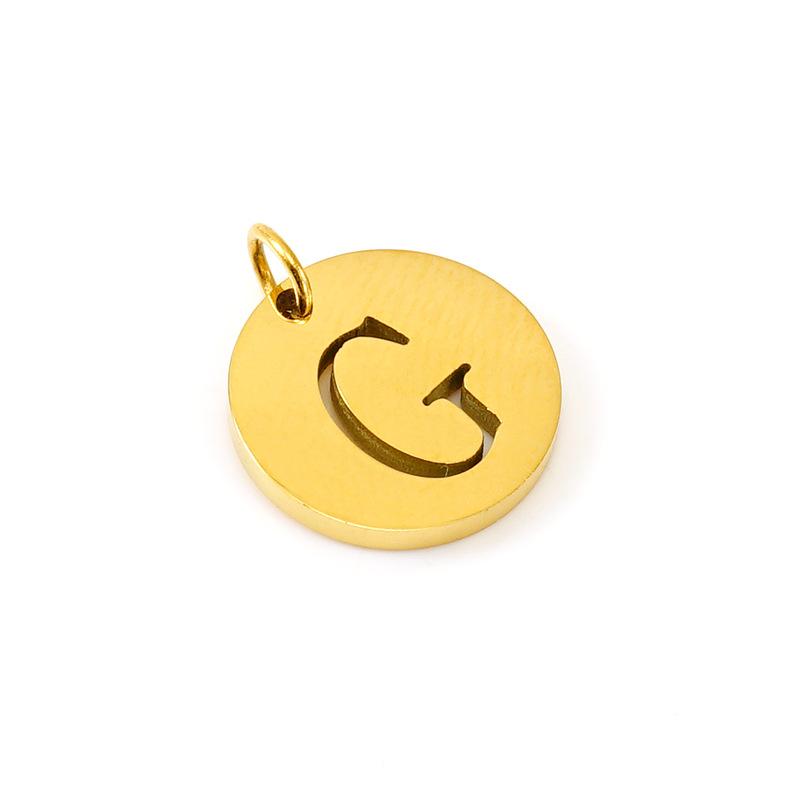 New titanium steel English letter DIY pendant fashionable stainless steel round hollow letter pendant