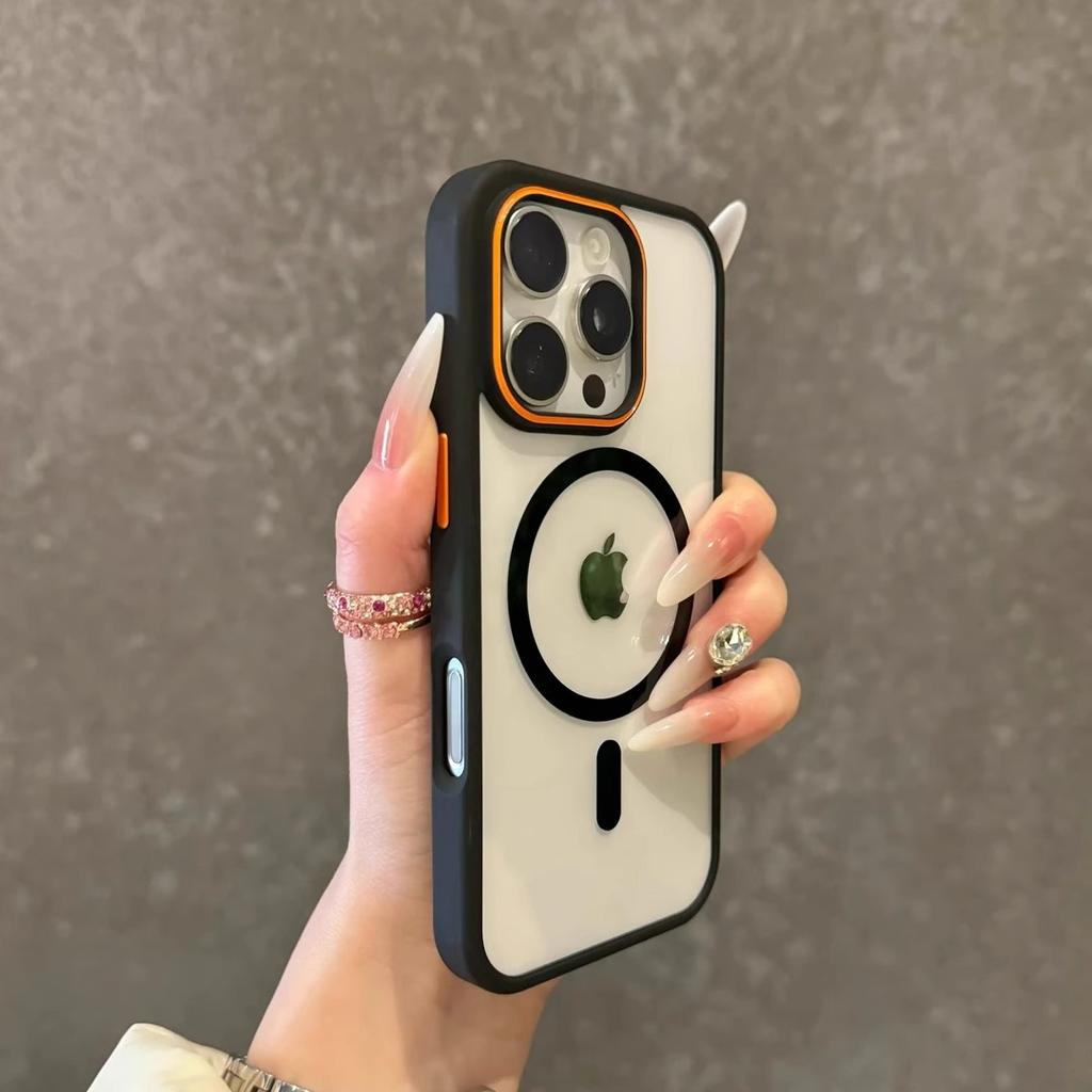 Contrast Color Suitable for Apple 16promax Mobile Phone Case Magsafe Magnetic Charging IPhone15 14 Transparent Ip13