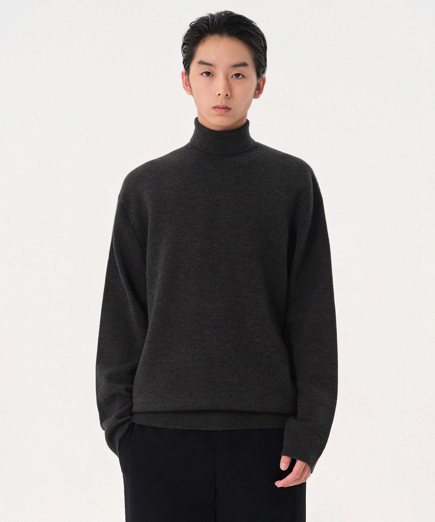 Musinsa Standard Minimal Turtleneck Knit [Charcoal Gray] Charcoal Gray/S