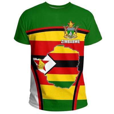 Letní Pánská Módní Ležérní Trička s Krátkým Rukávem a 3D Potiskem Zimbabwe s Kulatým Výstřihem