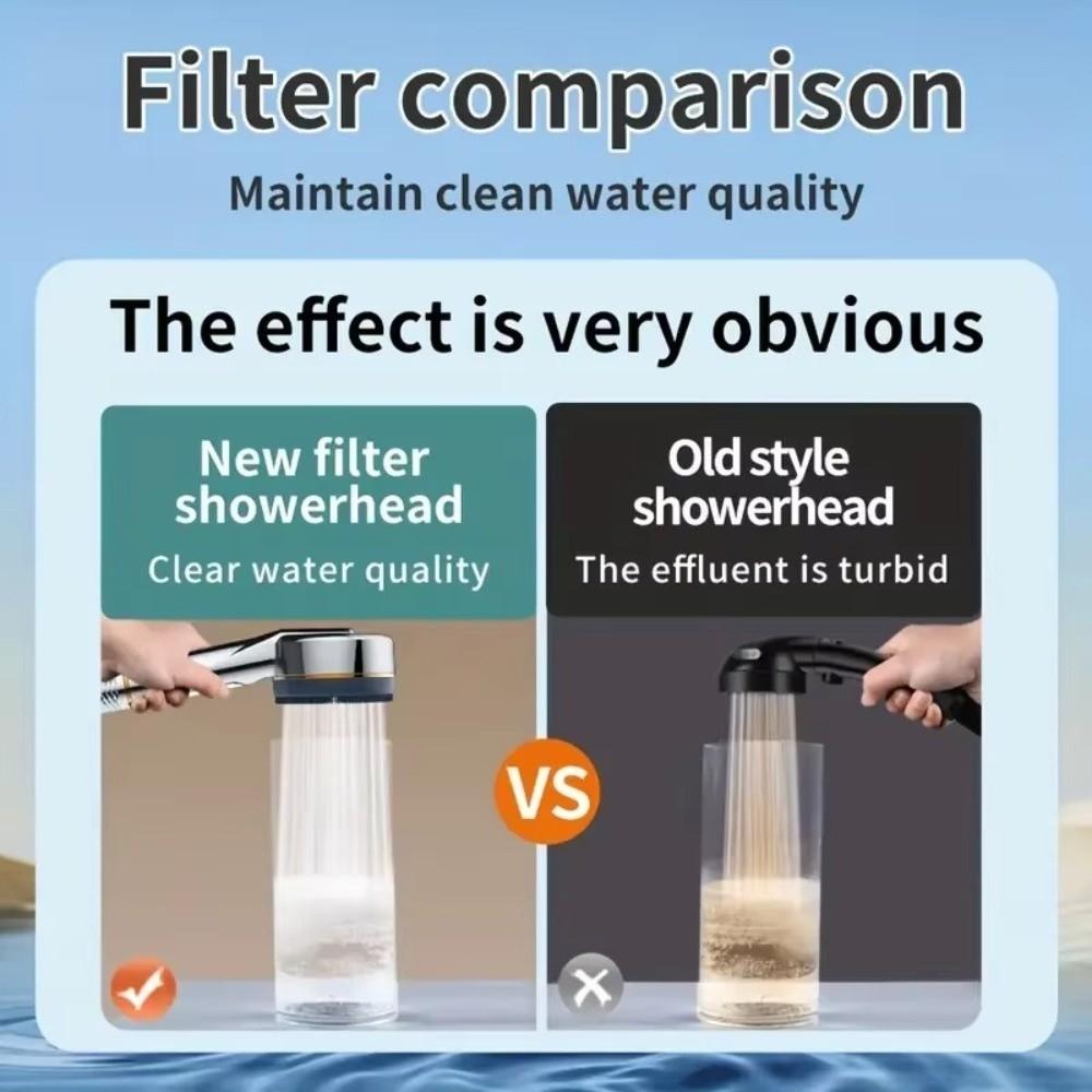 One-Key Stop Water Shower Head 4 Modes Massage Shower Head  Bathroom Accessories
