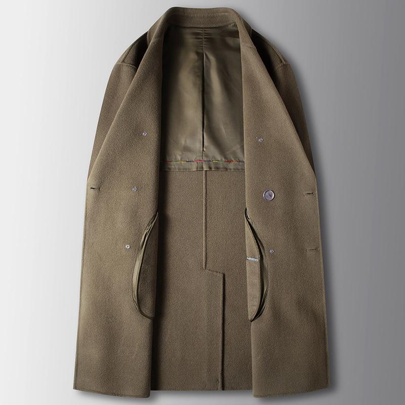 Men's Coat Autumn and Winter Pure Wool Trench Coat Double-breasted Long Middle-aged and Young People Business Double-sided Casual Coat