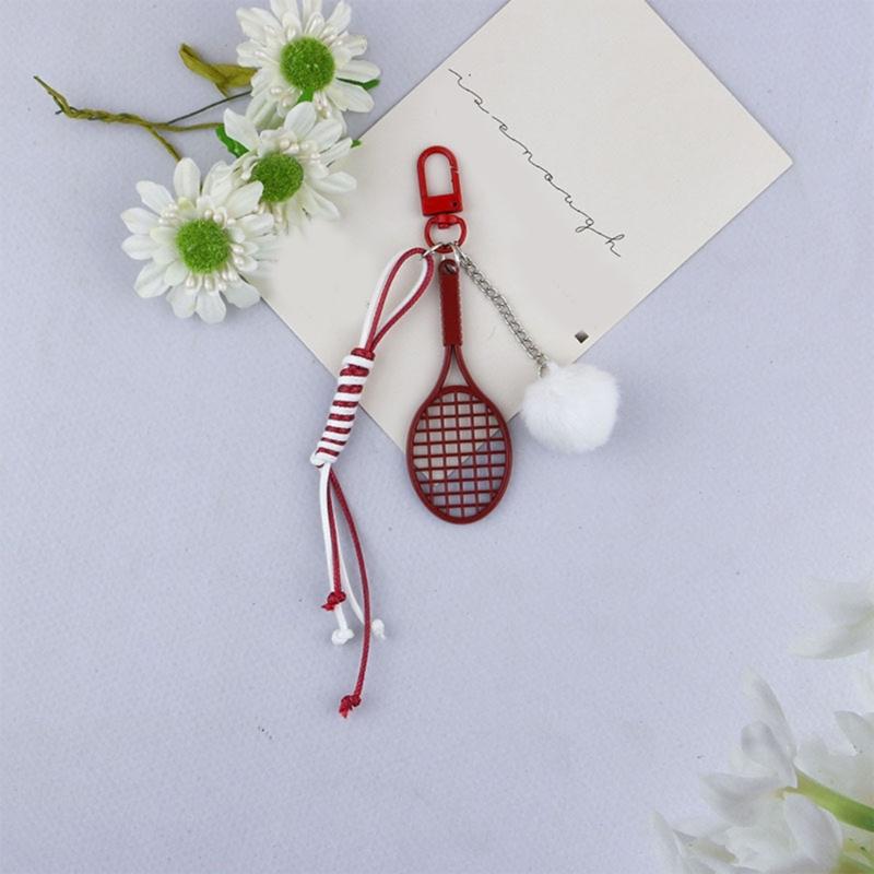 Creative Plush Bag Pendant Ball Racket Bag Charm Keychain Accessory for Fashionable Adults and Sports Enthusiasts
