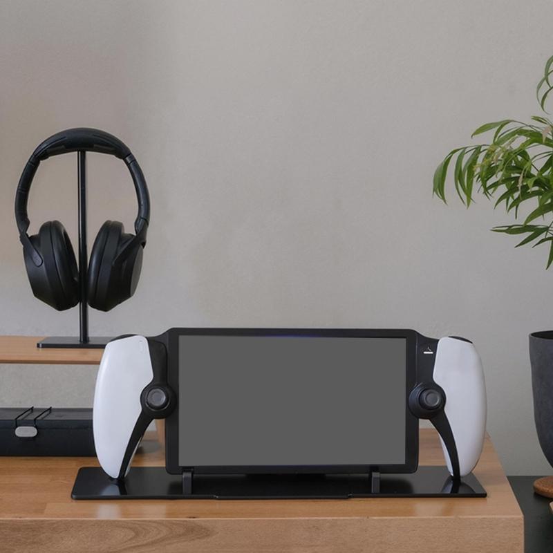 Acrylic Gaming Stand Holder For Remote Player Devices Secure Double Slot Base Compatibility With Tablets And Keypanel