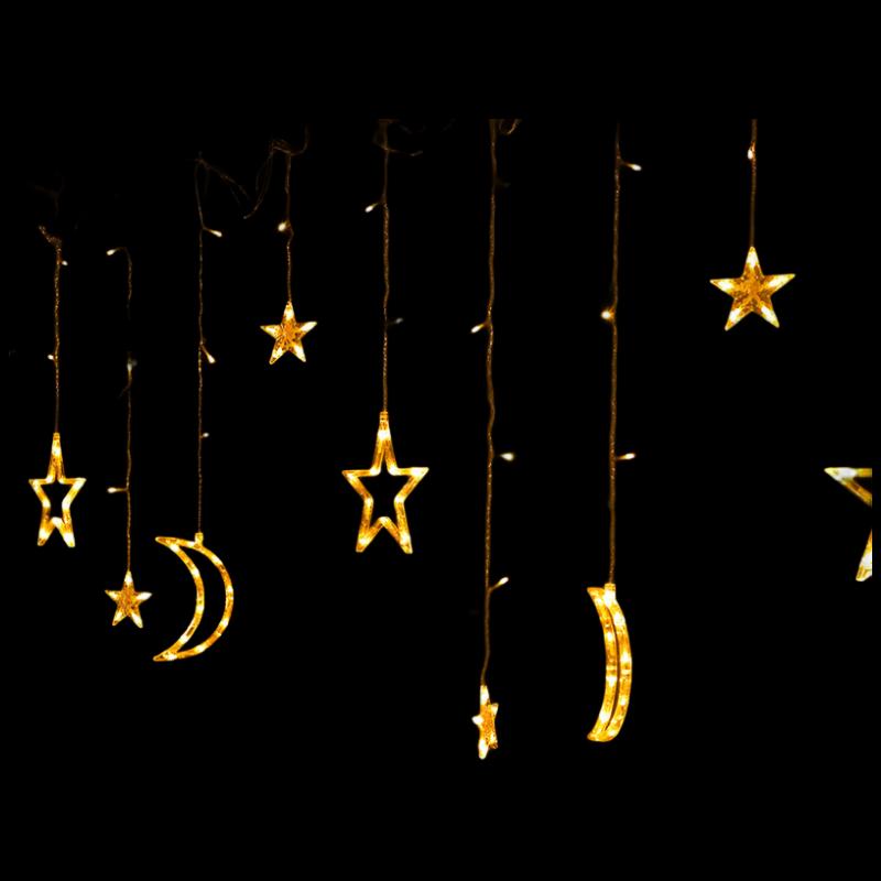 Светодиодная гирлянда-штора Jianixiong Звезда и Луна