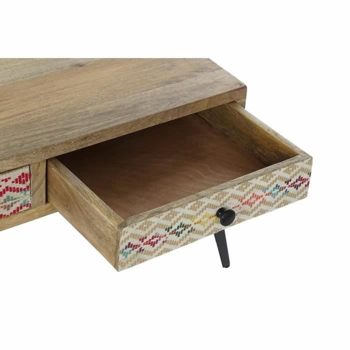 Table D'appoint - Item Home - Métal Et Bois De Manguier - 110 X 70 X 45 Cm - Blanc