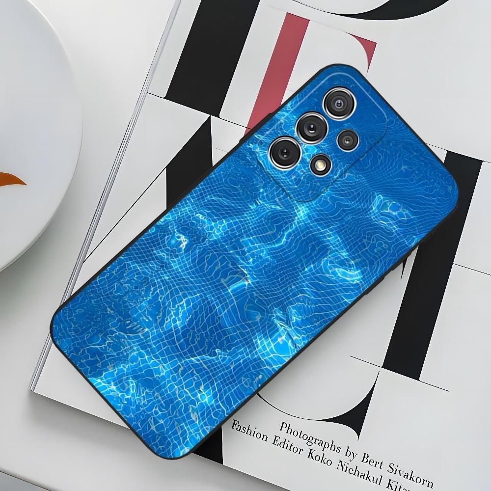 Swimming Pool Water Phone Case for Sumsung Galaxy S24 S23 S22 S21 S20 A24 A34 N20 M54 A54 A53 Fe Plus Ultra Black Soft Cover