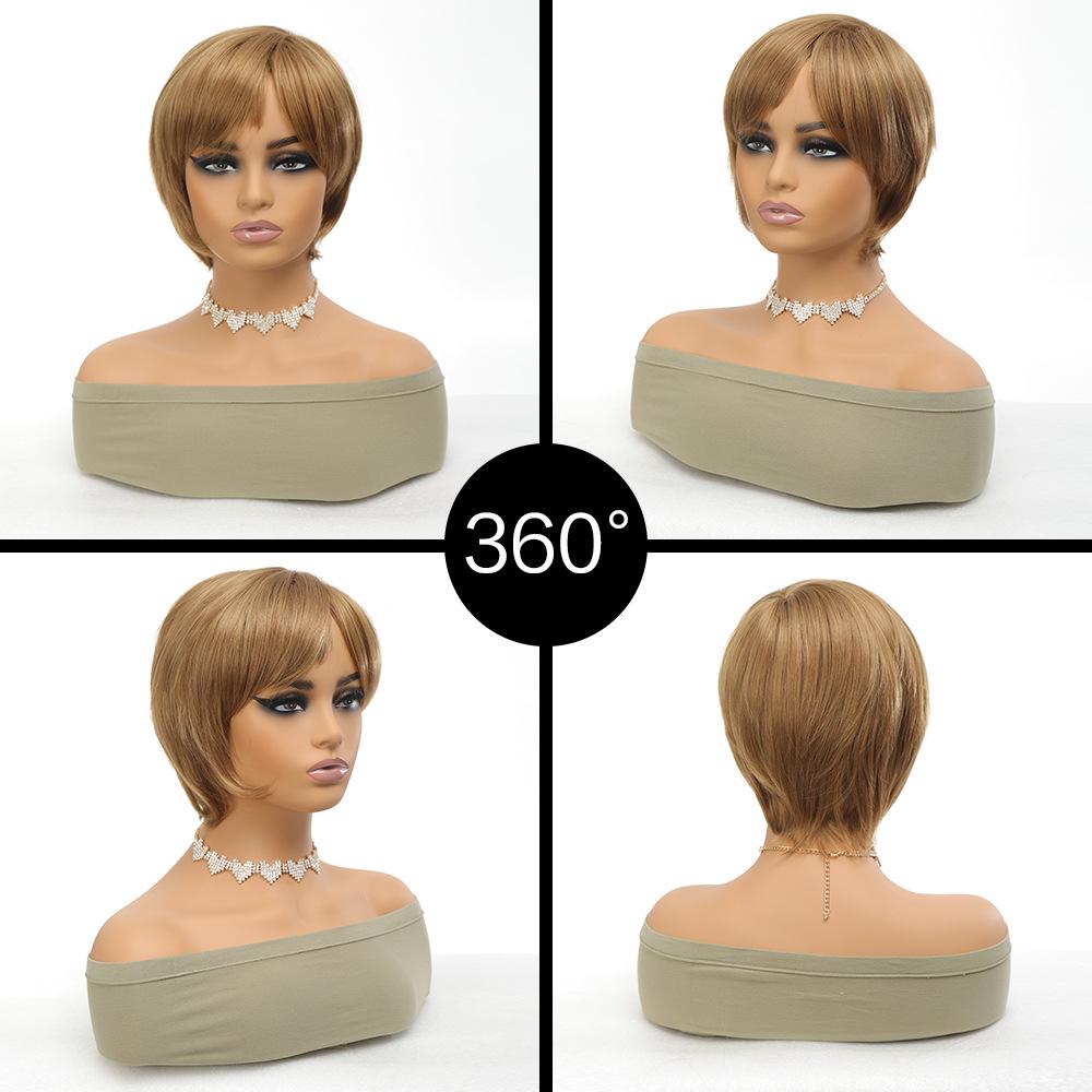 

Синтетические золотые парики с челкой, парик боб, натуральные прямые светлые коричневые волосы для женщин, повседневный парик для косплея, термостойкое волокно света блондинка