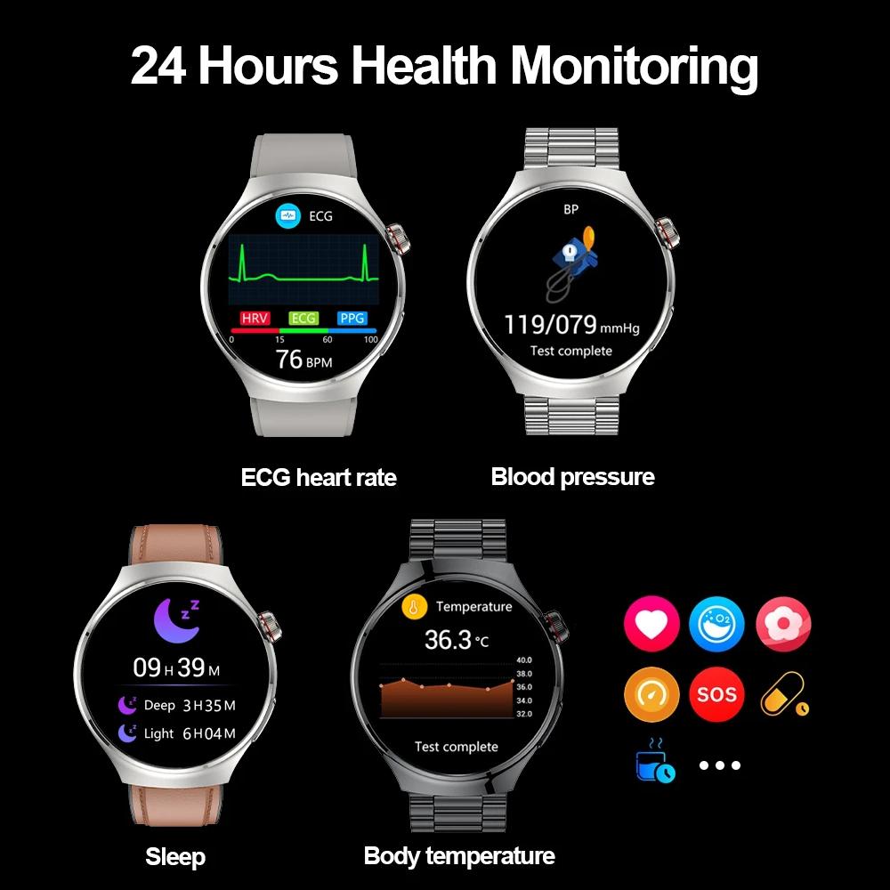 SACOSDING GT4PRO Smart Watch Women Wireless Call ECG+PPG Blood Pressure Health Monitor SOS Sports Fitness Smartwatch For Men