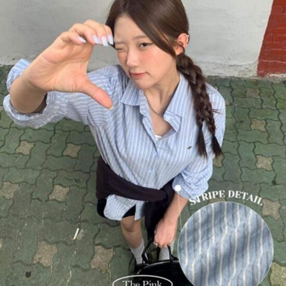 The Pink Oversized Wappen Stripe Shirt