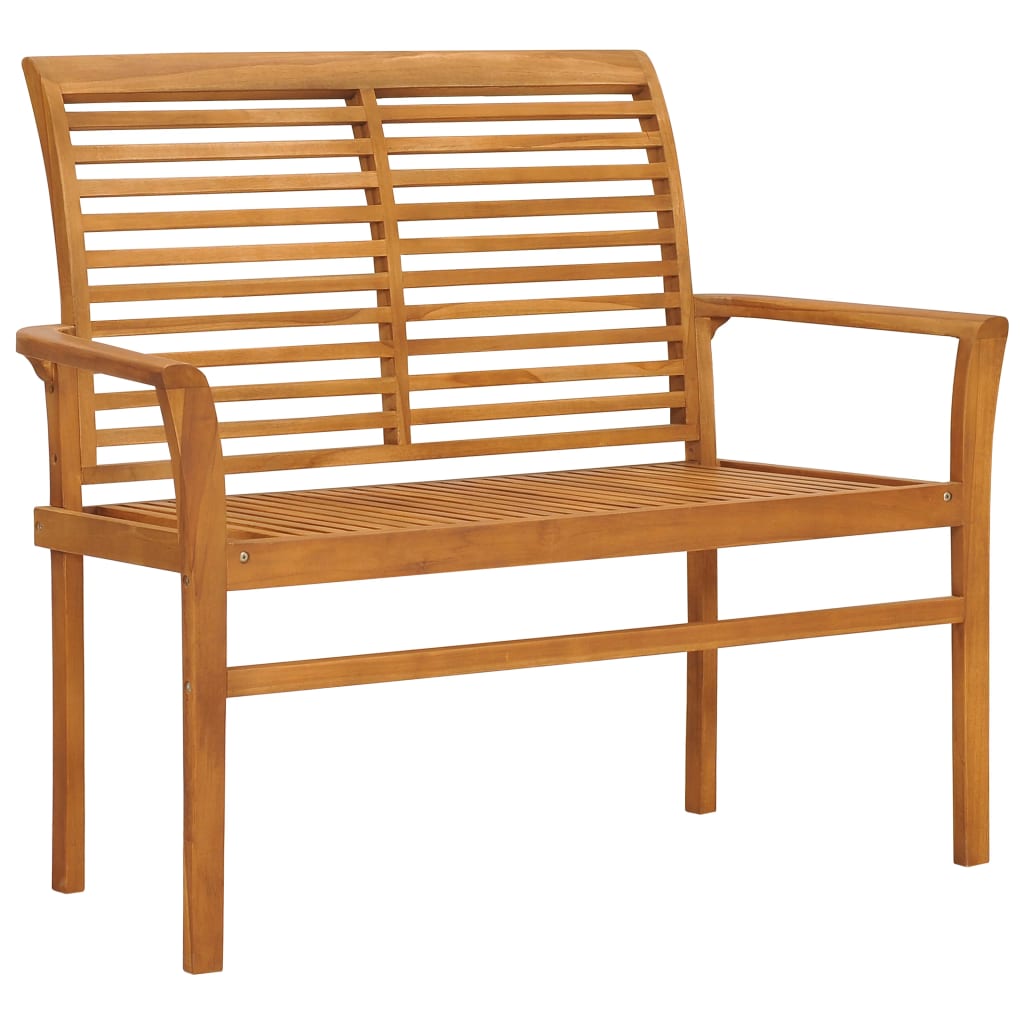 Garden Bench with Green Cushion 112 cm Solid Teak Wood