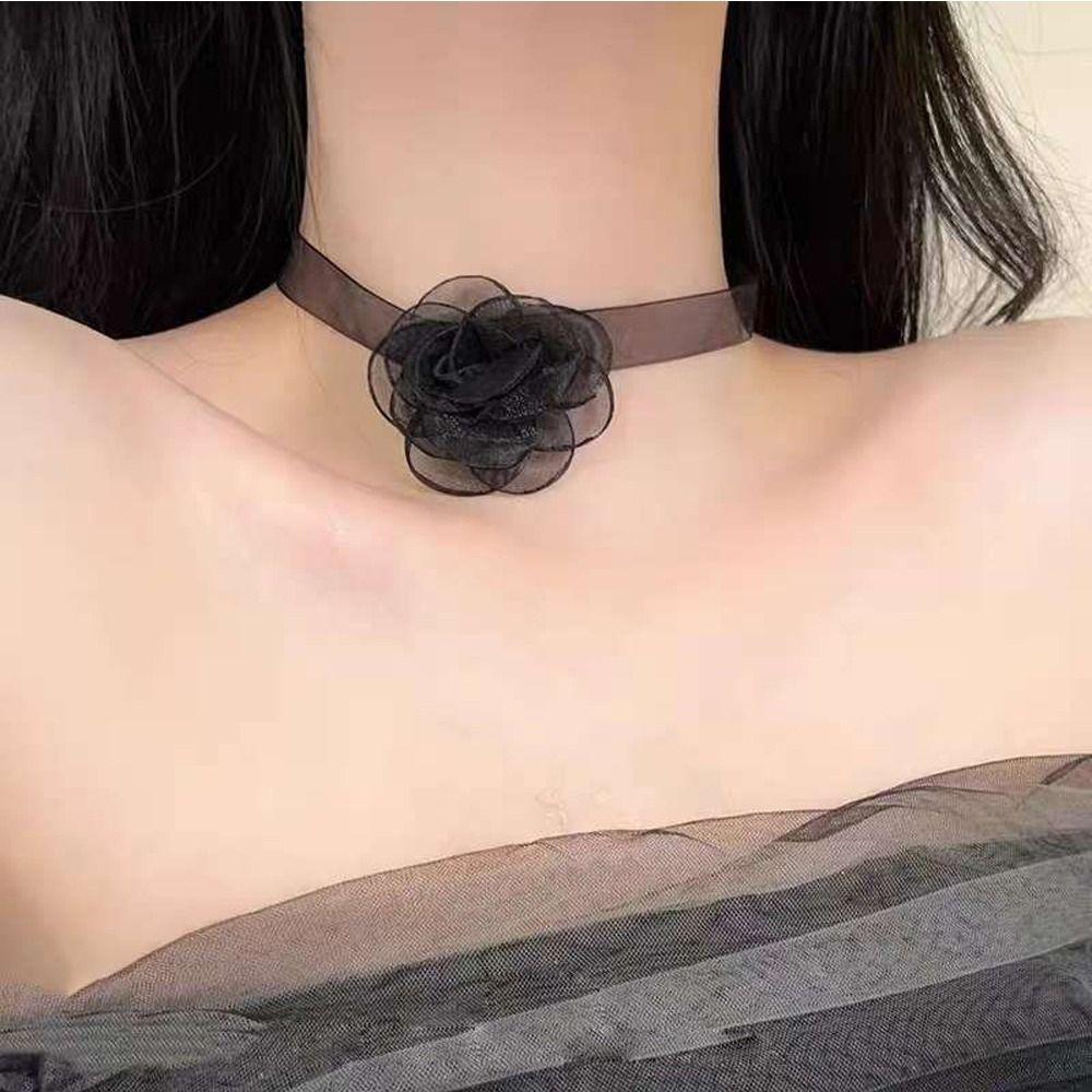 

Clavicle Chain Gauze Exquisite Women Necklace Korean Style Necklace Fashion Jewelry Girl Choker бежевый