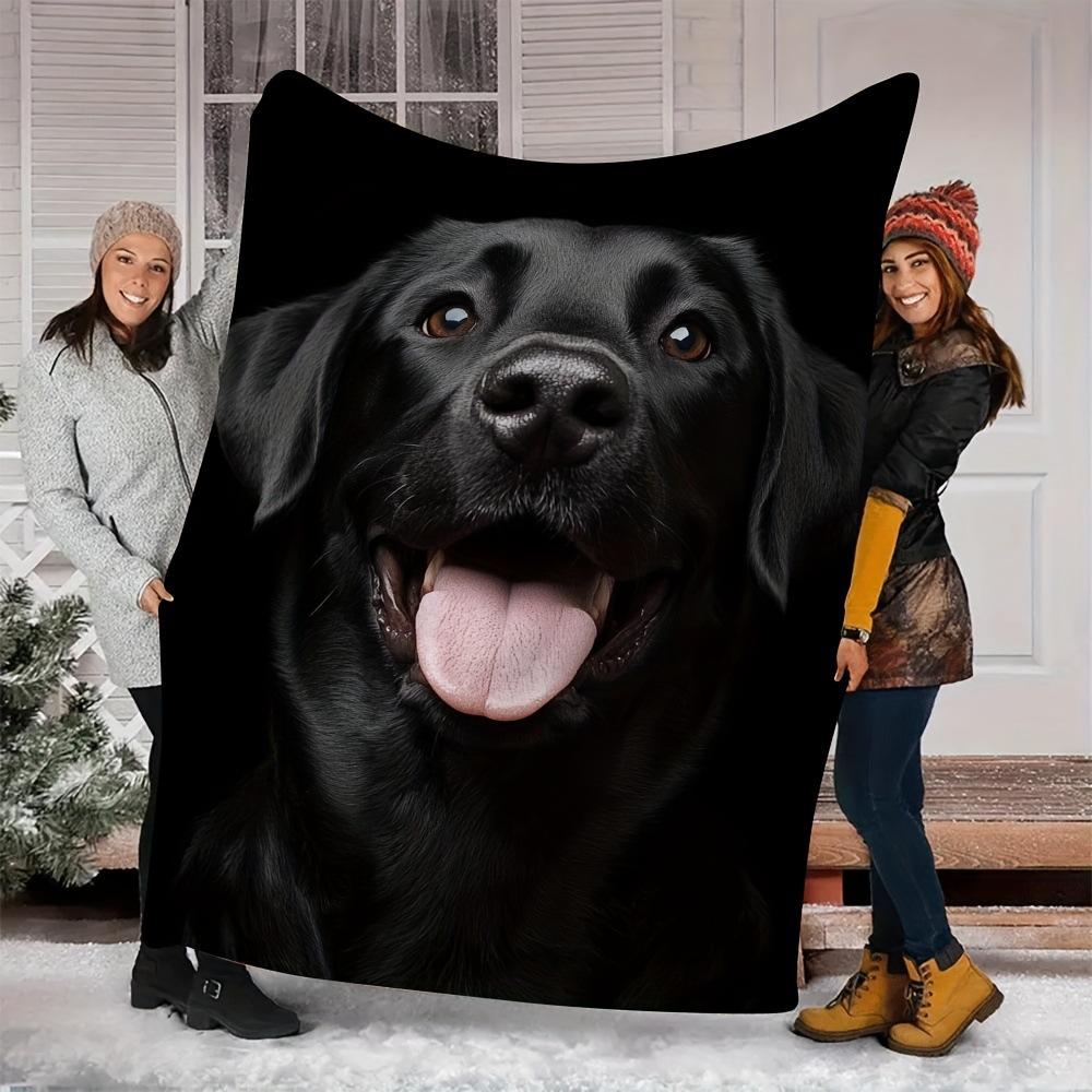 Labrador Printed Flannel Blanket Black Dog Blanket Pet Blanket Dog Lovers Gift Blanket