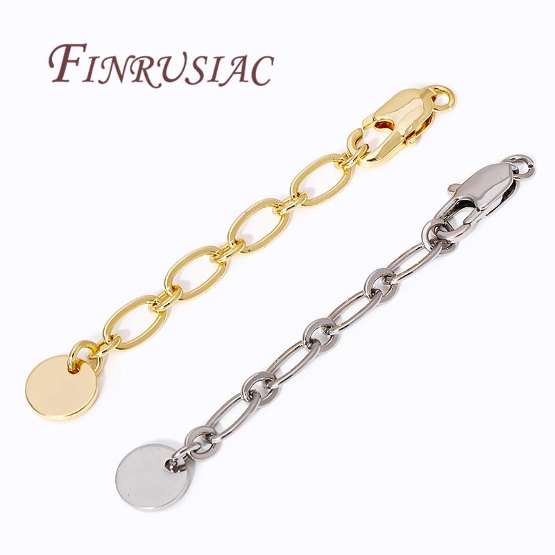 18K Gold Plated Extension Extender Tail Chains with Lobster Clasps For Jewelry Making,Connectors For Bracelets Accessories DIY