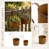 Rustic Metal Iron Hanging Planter Pot Outdoor Home Garden Wall Mounted Plant Container with Hook for Decorative Use