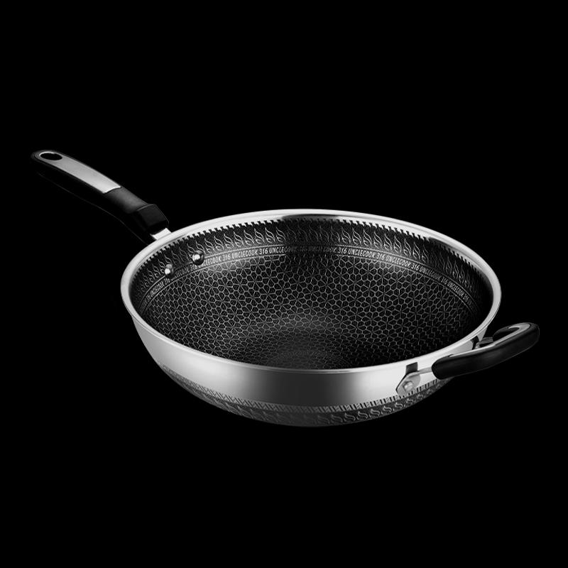Hanle 316 Stainless Steel Flat-Bottom Non-stick Wok