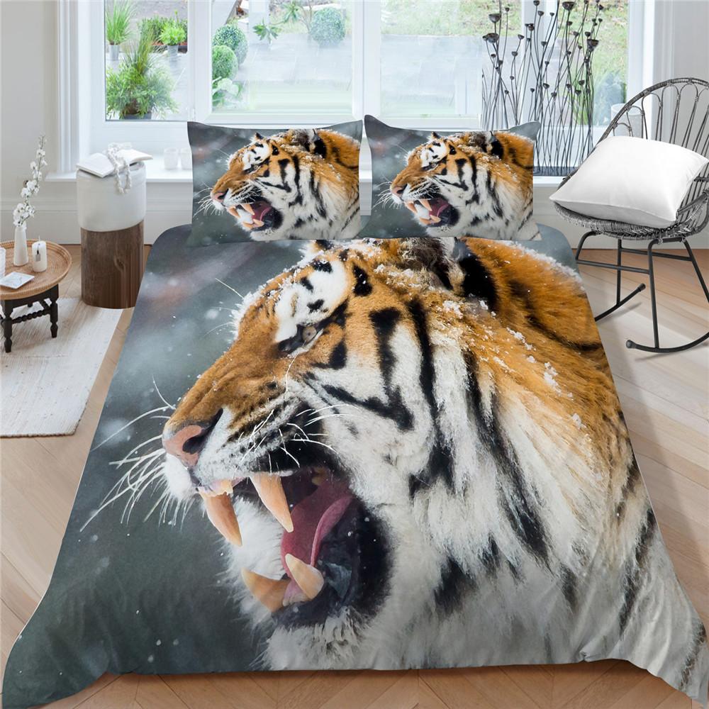 Bedding Set 3D Tiger Printed Duvet Cover Set with Pillowcase Home Textiles Bedding Cover Suit