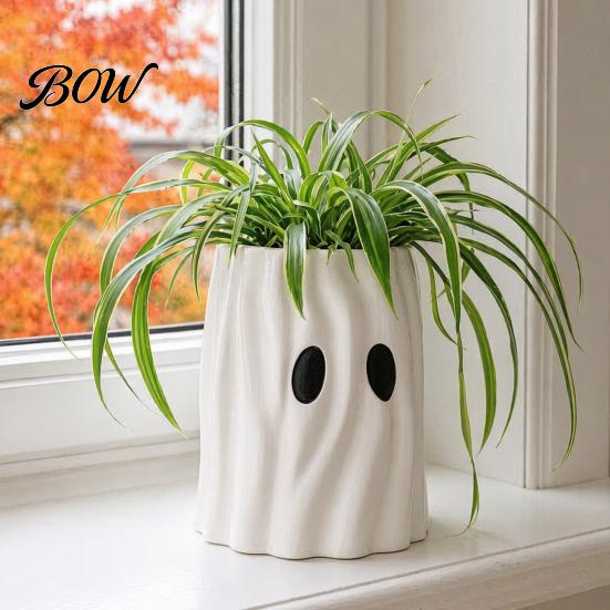 Ghost Planter Planter, Halloween Shaped Bucket, Cute Desktop Candy Small Resin Plant Pot Bowl for Home Office Shelf, Indoor Party Decor Decorative