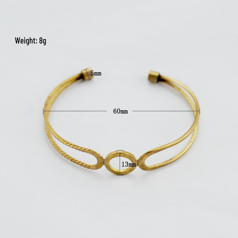 2024 Trendy Retro Open Copper Bracelet – Stylish Plain Circle Design for Women