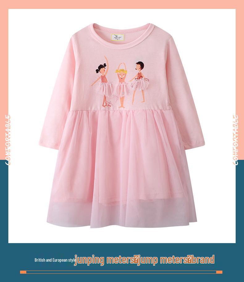 European Style Cartoon Girls' Long-Sleeve Mesh Princess Dress for Autumn