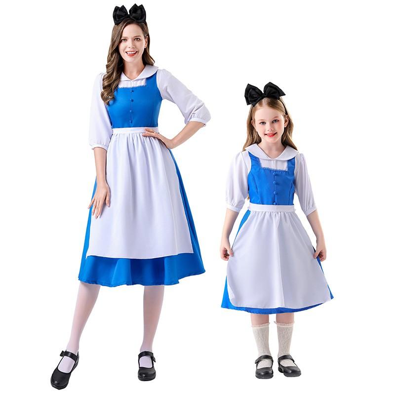 Alice In Wonderland Costume Dress Girls Cosplay Party Outfit With Apron Headband