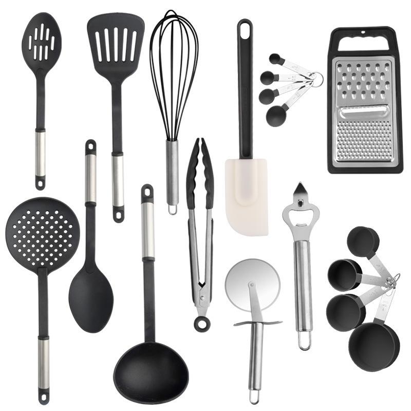 Nylon Kitchenware 19 Piece Household Cooking Spatula and Spoon Set Kitchen Cookware Baking Tools Set