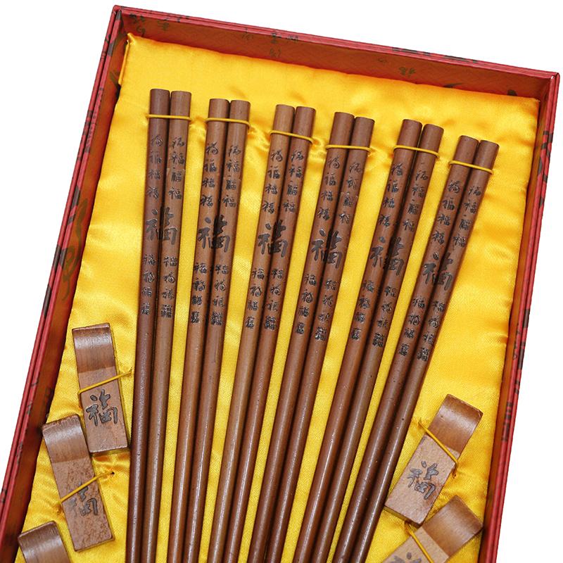 Gift Box Chopsticks Peking Opera Facial Makeup Wooden Carving Craft Korean Chopsticks Set Japanese Sushi Chop Sticks Wood Ducks