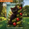 Cute Kitten On Tree Single Sided Polyester , Holiday Garden Flag - Single-Sided, Polyester, Outdoor Yard Decor