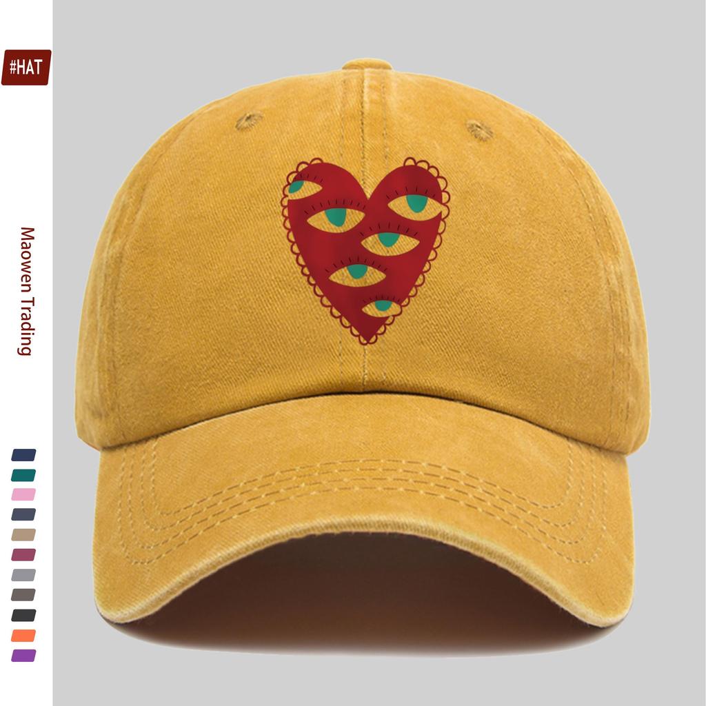 Pc Unique HeartShaped Printed Baseball Cap with Eye Pattern Stylish Sun Hat Comfortable and Lightweight Trucker Sun Hat Adj
