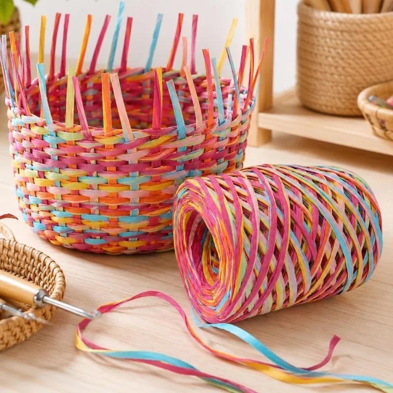DIY Raffia Straw Yarn Gift Packing Ribbon Handmade Craft Color Rope Knitting Crocheting Paper Ropes Wedding Party Decor Supplies