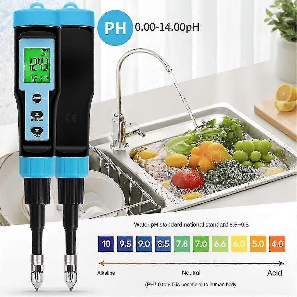 High-Precision pH Meter 0.00-14.00 for Meat, Canning, and Acidity Testing with Temperature Sensor
