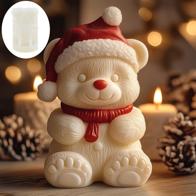 Santa Claus Drží Dárek Vonná Svíčka Silikonová Forma Úsměv Santa Claus Drží Dárkovou Krabici Vonné Pryskyřice Sádrové Formy Vánoční Dárek