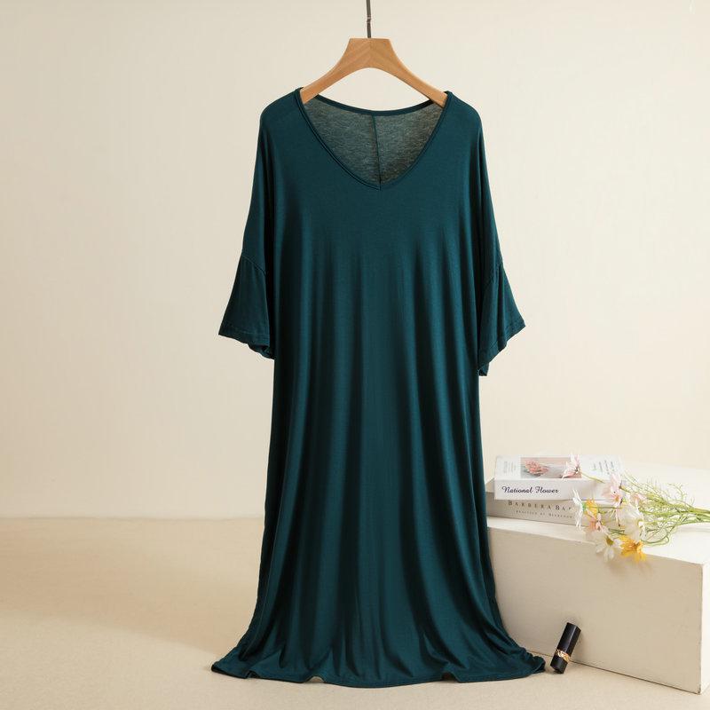 

Женская свободная ночная рубашка из модала с оборками - летняя, повседневная домашняя пижама средней длины, большие размеры One Size