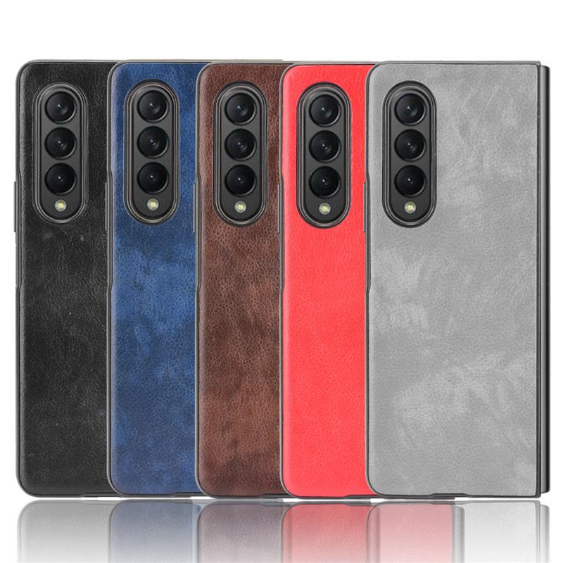 Suitable for Samsung Galaxy Z Fold4 5G Phone Case, Lychee Leather Pattern Protective Cover, Hard Shell Zfold 4th Generation Case