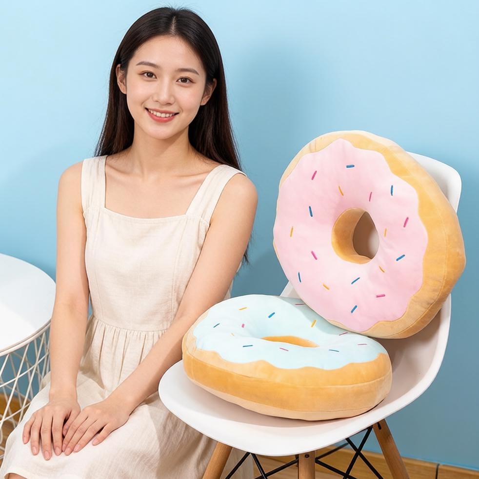 42X42Cm Donut Plush Pillow Stuffed Pink Blue Food Plushie Seat Cushion Round Decoration Sofa Chair Bed Birthday Gift