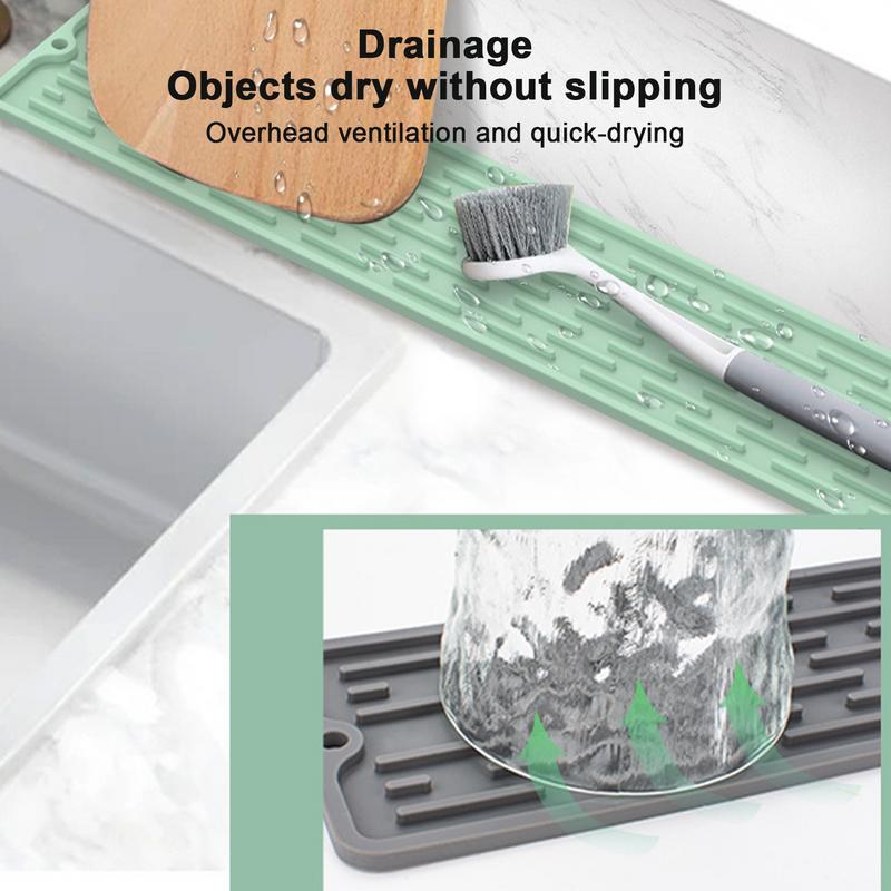 Kitchen Counter Drainer Waterproof Draining Mat In Silicone Easy To Clean Smooth Silicone Mat For Kitchen Sink Bathroom Bedroom