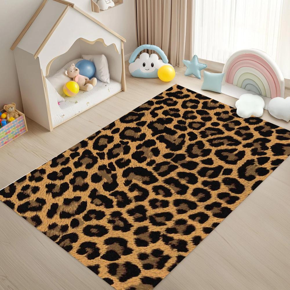 Teppiche mit Leopardenmuster Teppiche für Sofas und Stühle Wohnzimmer Schlafzimmer Bodenteppich Kinderspielteppich Rutschfester maschinenwaschbarer Teppich Heimdekoration