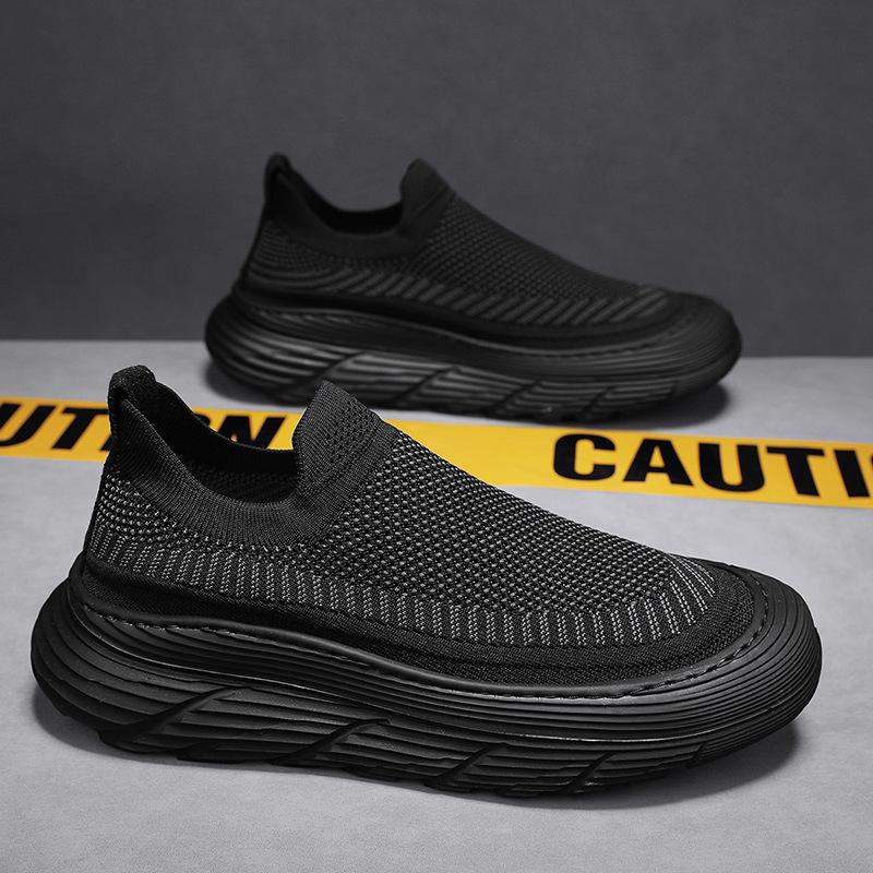 

Мужская летняя обувь из дышащей сетки, повседневная спортивная обувь из сетки, ленивые туфли с одной педалью, мягкая подошва, черные плоские носки, модная обувь 39