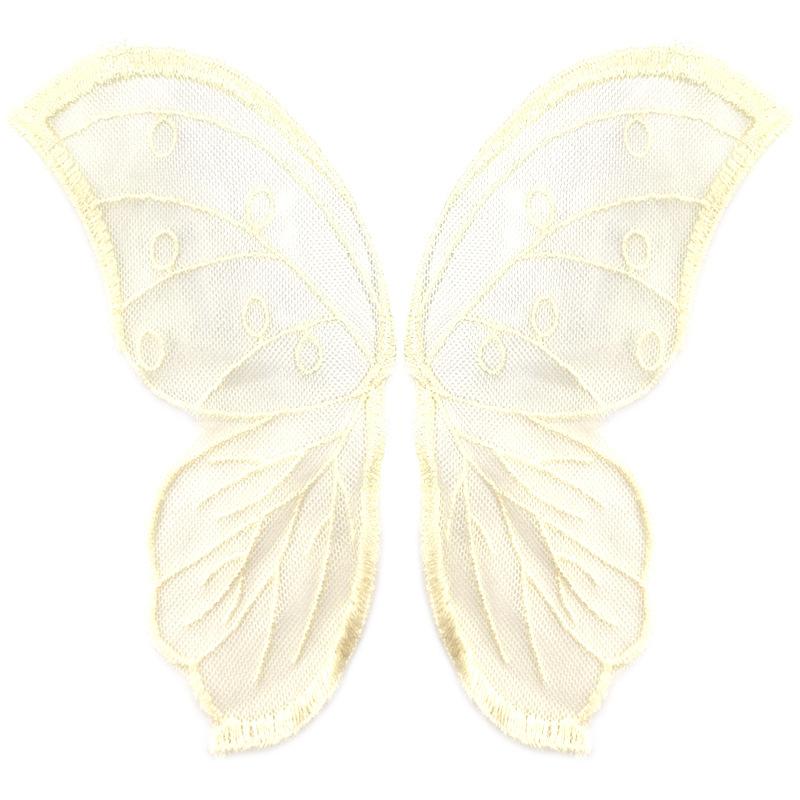Spitzennetz-Stickerei Schmetterling-Aufkleber Beige zu Blumen transparentes Netz-Bodenstickerei DIY-Spitzenzubehör symmetrische Blumenteile