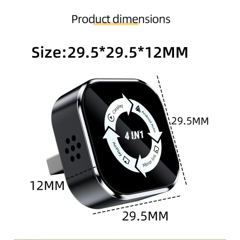 4-in-1 Bluetooth Wireless Carplay Adapter Android Auto Connect Airplay Mirror Link Screen Plug and Play for Apple and Android