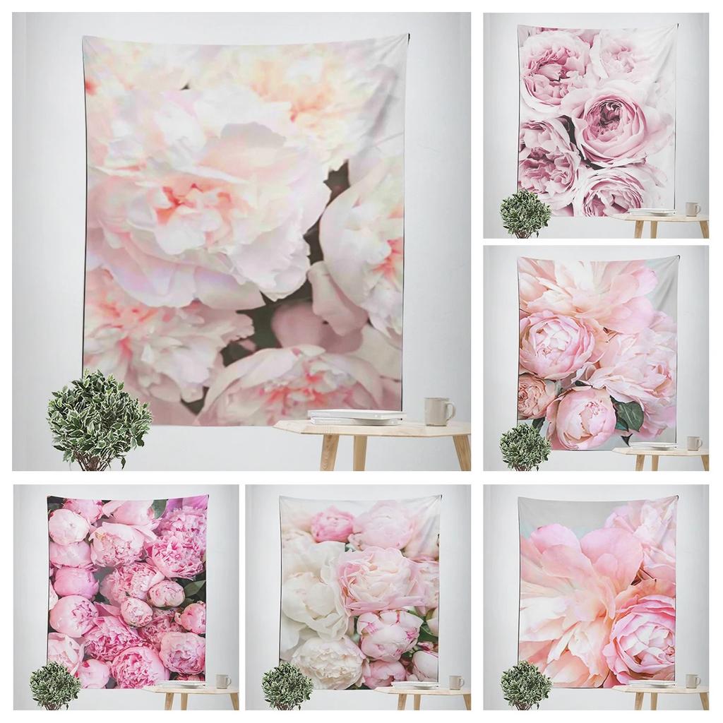 Pink Flower Bouquet Decorative Tapestry Home Wall Decor Office Living Room Tapestry